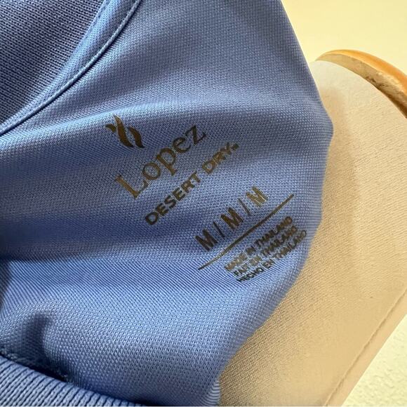 Lopez Desert Dry blue collared long sleeve golf polo shirt M - Picture 5 of 7